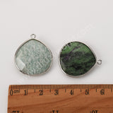 Silver Plated Multi Natural Stones Teardrop Charms Pendant, DIY Jewelry Making WX2272