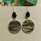 Natural Agate Jasper Dangle Earrings, Zebra Tiger's Eye Drop Earrings WX940