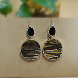 Natural Agate Jasper Dangle Earrings, Zebra Tiger's Eye Drop Earrings WX940