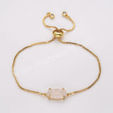 Gold Plated Claw Titanium Rainbow Druzy Adjustable Bracelet ZG0135-B