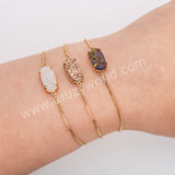 Gold Plated Claw Titanium Rainbow Druzy Adjustable Bracelet ZG0135-B