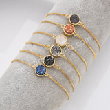 Round Gold Plated Bezel Titanium Rainbow Druzy Adjustable Bracelet ZG0152-B