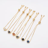 Round Gold Plated Bezel Titanium Rainbow Druzy Adjustable Bracelet ZG0152-B
