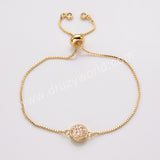 Round Gold Plated Bezel Titanium Rainbow Druzy Adjustable Bracelet ZG0152-B