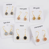 Gold Plated Bezel Round Natural Titanium Druzy Geode Earrings, Drusy Jewelry ZG0160