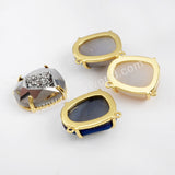 Egg Shape Gold Plated Claw Rainbow Titanium Druzy Faceted Connector ZG0315