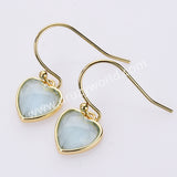 Gold Plated Bezel Heart Rainbow Gemstone Faceted Earrings ZG0510