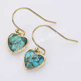 Gold Plated Bezel Heart Rainbow Gemstone Faceted Earrings ZG0510