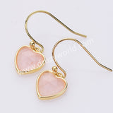 Gold Plated Bezel Heart Rainbow Gemstone Faceted Earrings ZG0510