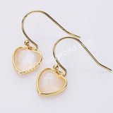 Gold Plated Bezel Heart Rainbow Gemstone Faceted Earrings ZG0510