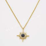 Star Gold Plated CZ Micro Pave Gemstone Faceted Necklace, Birthstone Necklcae, Lady Fashion Jewelry ZG0516
