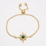 Gold Plated Bezel Natural Stone Faceted Adjustable Bracelet CZ Star Bracelet, Gemstone Women Fashion Jewelry ZG0518
