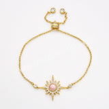 Gold Plated Bezel Natural Stone Faceted Adjustable Bracelet CZ Star Bracelet, Gemstone Women Fashion Jewelry ZG0518