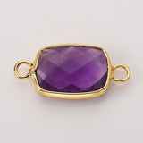 Gold Bezel Rectangle Multi Gemstone Faceted Connectors, Crystal Connectors ZG0531-1-C