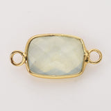 Gold Bezel Rectangle Multi Gemstone Faceted Connectors, Crystal Connectors ZG0531-1-C