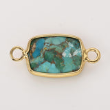 Gold Bezel Rectangle Multi Gemstone Faceted Connectors, Crystal Connectors ZG0531-1-C