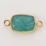 Gold Bezel Rectangle Multi Gemstone Faceted Connectors, Crystal Connectors ZG0531-1-C