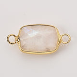 Gold Bezel Rectangle Multi Gemstone Faceted Connectors, Crystal Connectors ZG0531-1-C