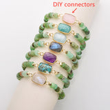 Gold Bezel Rectangle Multi Gemstone Faceted Connectors, Crystal Connectors ZG0531-1-C
