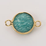 Round Birthstone Connectors, Gemstones Faceted Gold Bezel Connectors, Crystal Connectors ZG0531-10-C