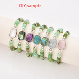 Gold Bezel Rectangle Multi Gemstone Faceted Connectors, Crystal Connectors ZG0531-1-C