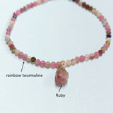 Bohemian Raw Gemstones & 3mm Crystal Stone Beads Adjustable Bracelet, Handmade Boho Jewelry AL1130