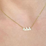 16" Climbing Triangle Zigzag Mountain CZ Necklace Zircon Peak Necklace, S925 Sterling Silver Fashion Necklace AL1182