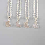925 Silver Sterling Crescent Natural White Druzy Pendant Bead SS120