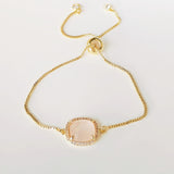 5 pcs Square Natural Stone Connector Bracelet, CZ Micro Pave, Gemstone Jewelry Bracelet WX2092-B