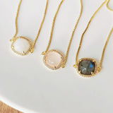 5 pcs Square Natural Stone Connector Bracelet, CZ Micro Pave, Gemstone Jewelry Bracelet WX2092-B