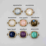 5 pcs Square Natural Stone Connector Bracelet, CZ Micro Pave, Gemstone Jewelry Bracelet WX2092-B