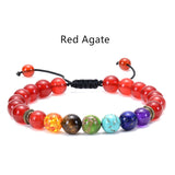 Lava Stone Seven Color Chakra Stone Beads Bracelet Natural Agate Frosted Volcano Stone Yoga Bracelet Jewelry AL533
