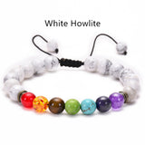 Lava Stone Seven Color Chakra Stone Beads Bracelet Natural Agate Frosted Volcano Stone Yoga Bracelet Jewelry AL533