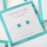 925 Sterling Silver Genuine Turquoise Stud Earrings, Oval, Heart, Square, Teardrop, Round Shape, Gemstone Jewelry, Wholesale BT021