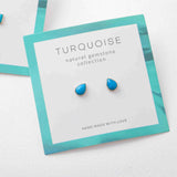 925 Sterling Silver Genuine Turquoise Stud Earrings, Oval, Heart, Square, Teardrop, Round Shape, Gemstone Jewelry, Wholesale BT021