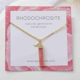 16" Gold Plated Rectangle Gemstone Necklace Birthstone Necklace, Healing Crystal Stone Bar Necklace Jewelry BT019