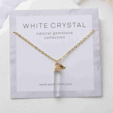 16" Gold Plated Rectangle Gemstone Necklace Birthstone Necklace, Healing Crystal Stone Bar Necklace Jewelry BT019