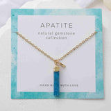 16" Gold Plated Rectangle Gemstone Necklace Birthstone Necklace, Healing Crystal Stone Bar Necklace Jewelry BT019