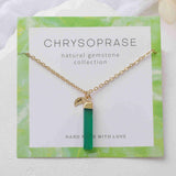 16" Gold Plated Rectangle Gemstone Necklace Birthstone Necklace, Healing Crystal Stone Bar Necklace Jewelry BT019