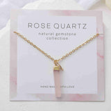 16" Gold Plated Rectangle Gemstone Necklace Birthstone Necklace, Healing Crystal Stone Bar Necklace Jewelry BT019