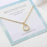 16" Teardrop Gold Plated Natural Gemstone Necklace, Faceted Quartz, Healing Crystal Stone Necklace, Birthstone Jewelry, Wholesale BT020