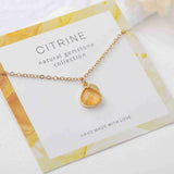 16" Teardrop Gold Plated Natural Gemstone Necklace, Faceted Quartz, Healing Crystal Stone Necklace, Birthstone Jewelry, Wholesale BT020
