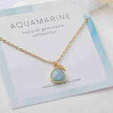 16" Teardrop Gold Plated Natural Gemstone Necklace, Faceted Quartz, Healing Crystal Stone Necklace, Birthstone Jewelry, Wholesale BT020
