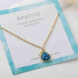 16" Teardrop Gold Plated Natural Gemstone Necklace, Faceted Quartz, Healing Crystal Stone Necklace, Birthstone Jewelry, Wholesale BT020