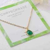 16" Teardrop Gold Plated Natural Gemstone Necklace, Faceted Quartz, Healing Crystal Stone Necklace, Birthstone Jewelry, Wholesale BT020
