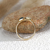 Gold Plated Teardrop White Opal and Square Blue Ziron Ring, CZ Ring, Fashion Jewelry Ring For Women AL545