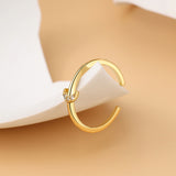 Small Gold Plated Brass CZ Moon Ring Adjustable Zircon Pave Crescent Ring Open Ring Fashion Jewelry AL550