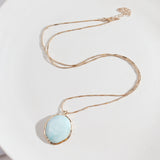27" Oval Gold Plated Rainbow Stone Pendant Necklace AL517