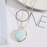 27" Oval Gold Plated Rainbow Stone Pendant Necklace AL517