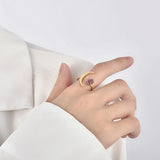 Gold Plated Star Moon Ring, Raw Amethyst Ring, Adjustable Open Ring, Fashion Jewelry AL544